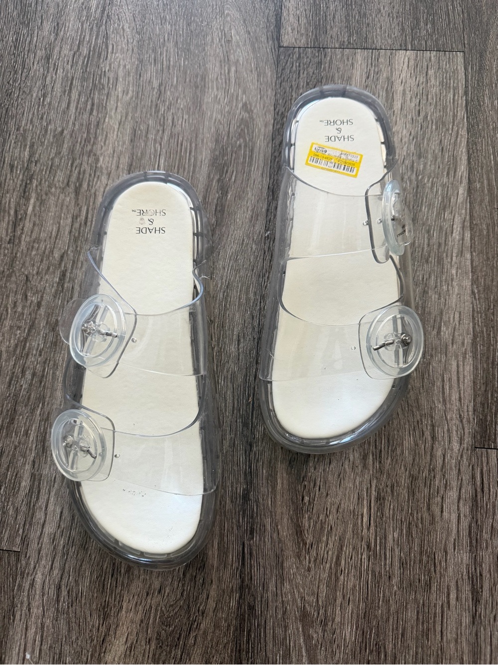 Shade & Shore Clear Women’s Jelly Slide Sandals with Buckle Accents